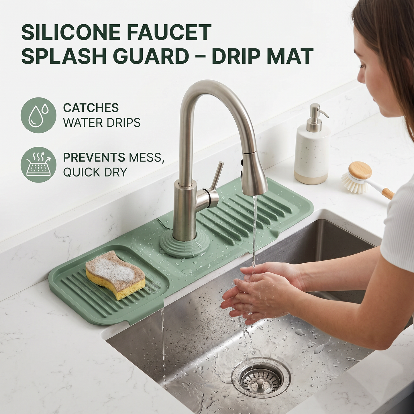 Silicone Faucet Splash Guard – Drip Mat for Sink & Basin