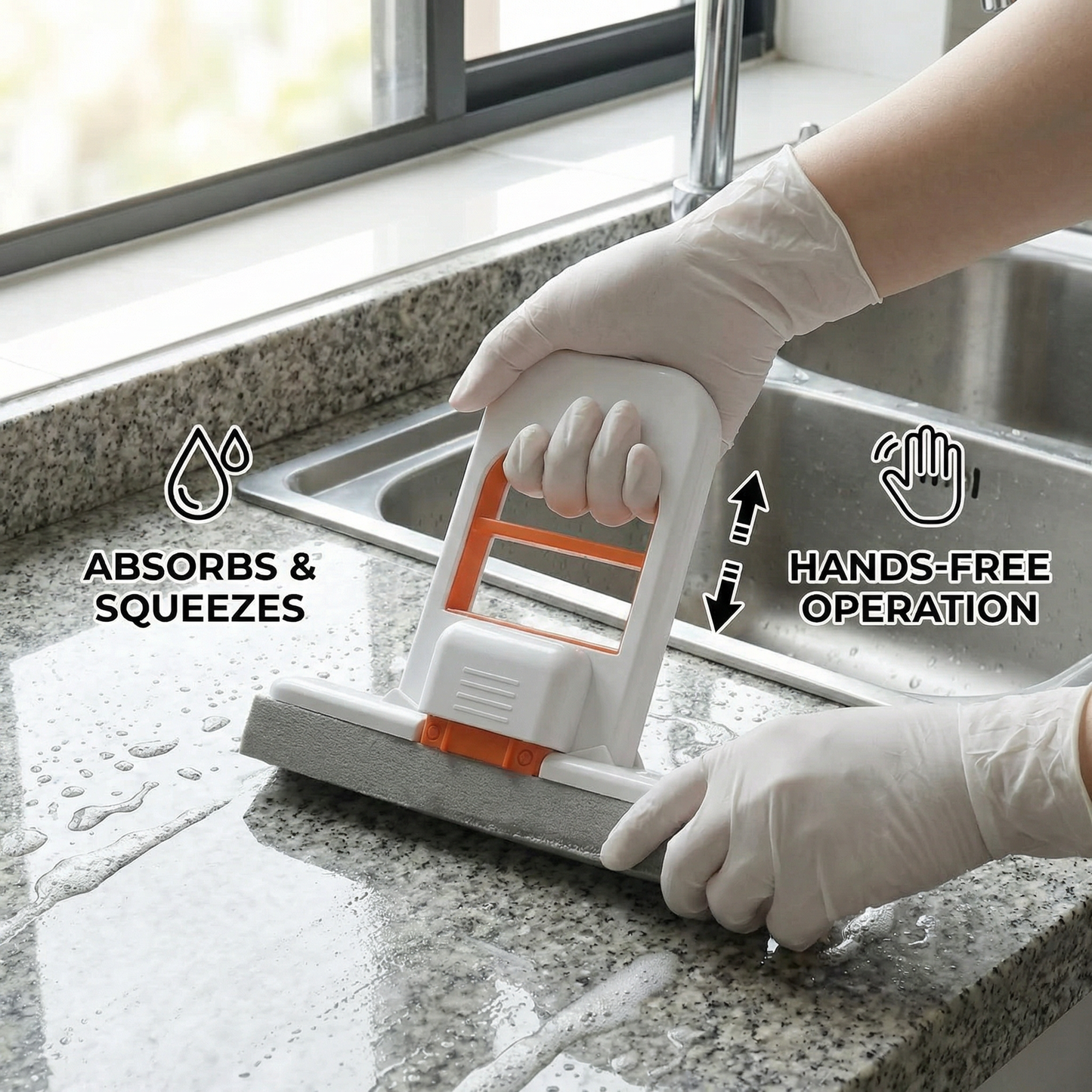 Hands-Free Mini Sponge Mop – Ultra-Absorbent All-Purpose Cleaning Mop for Kitchen, Bathroom & Car