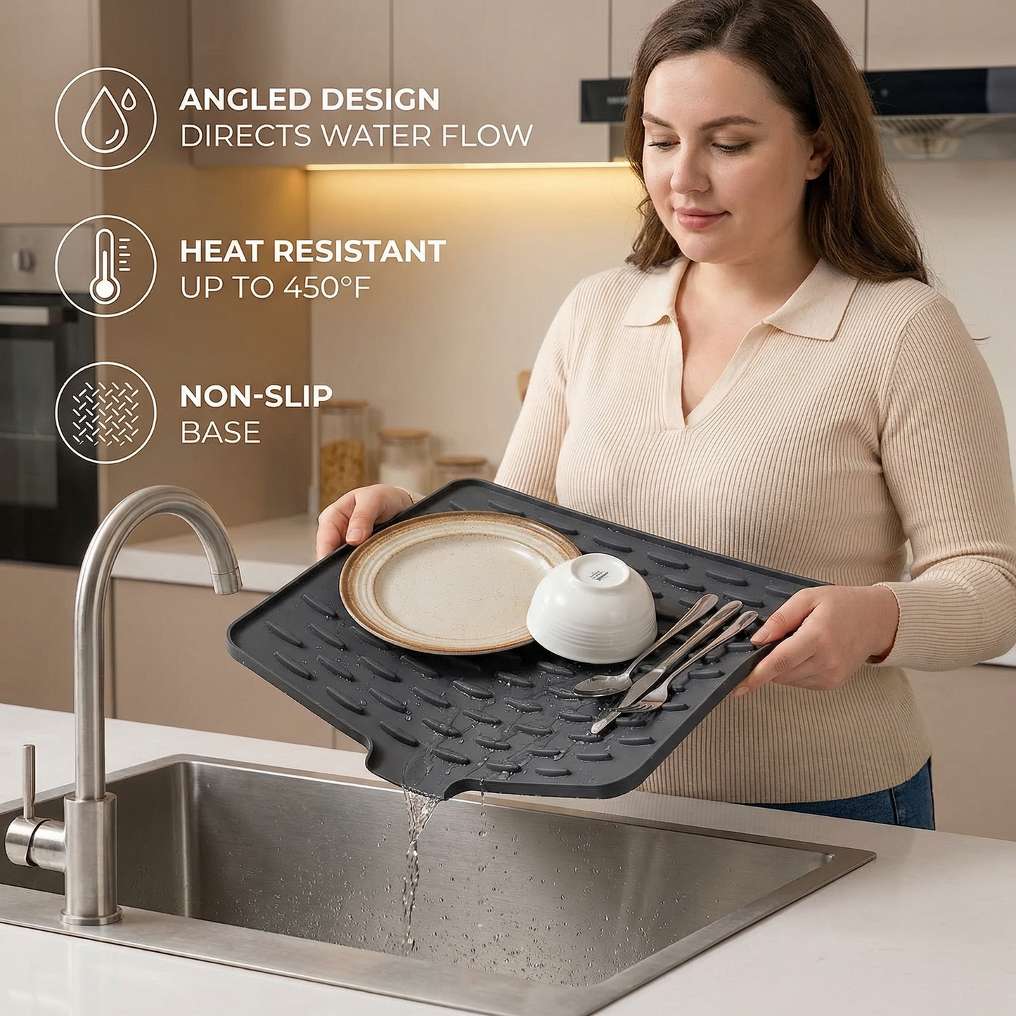 Angled Silicone Drip Mat – Heat Resistant and Non-Slip